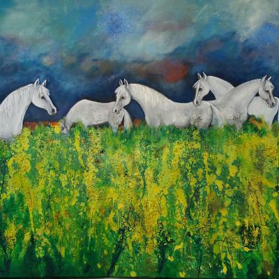 Freysylvia Horses Ii 80x100cm Oel Mischtechnik